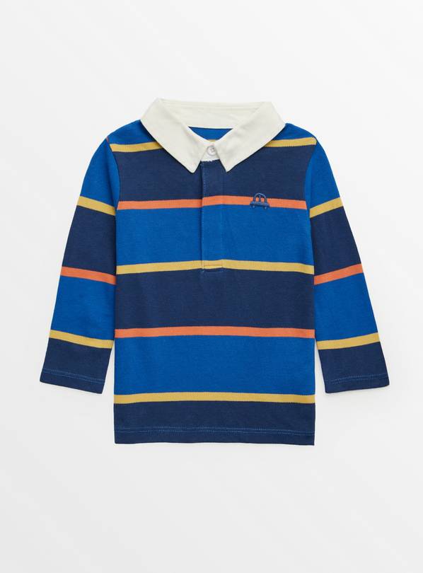 Blue Stripe Long Sleeve Rugby Polo Top 9-12 months